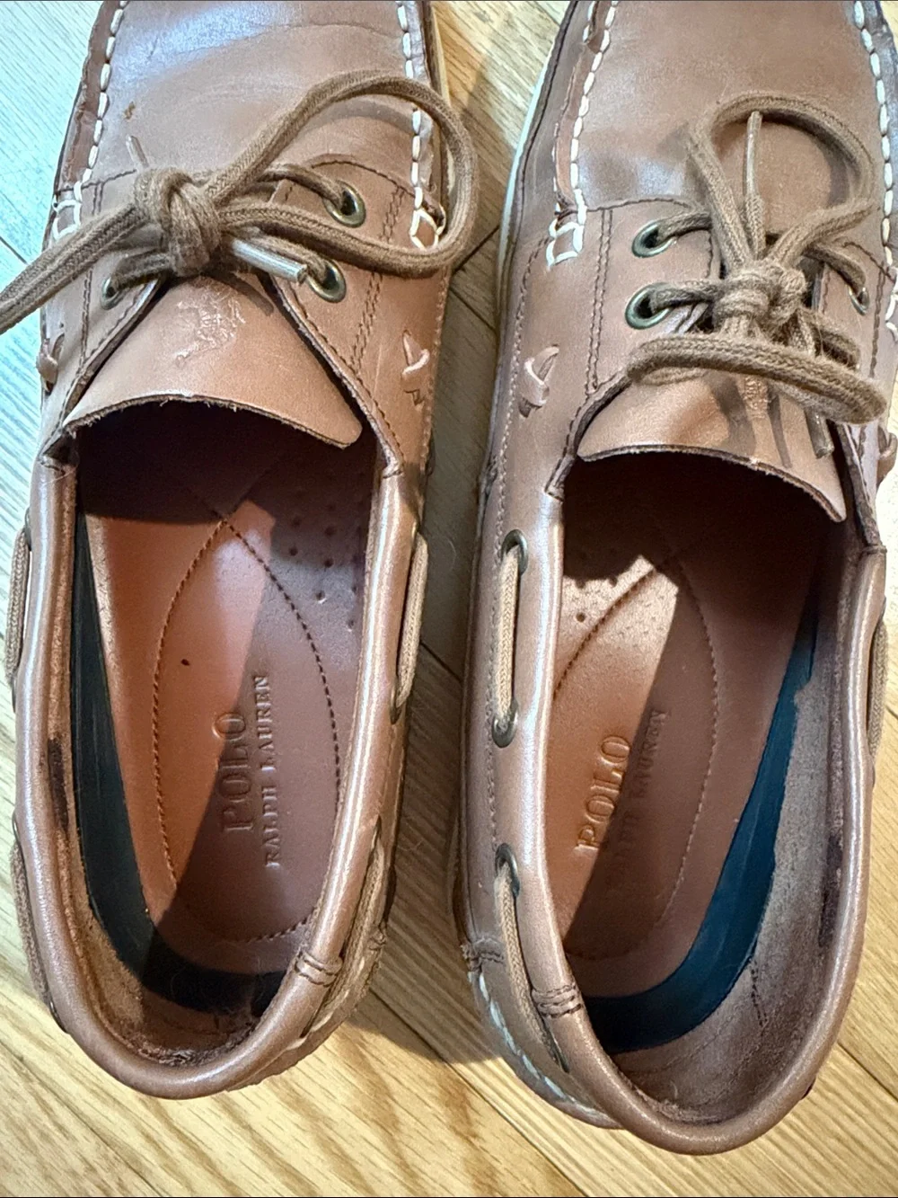 RALPH LAUREN men’s brown leather boat shoes